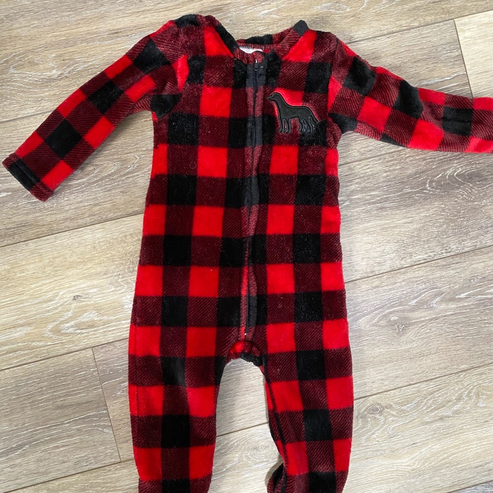 Buffalo Plaid Footie Dog Pajamas